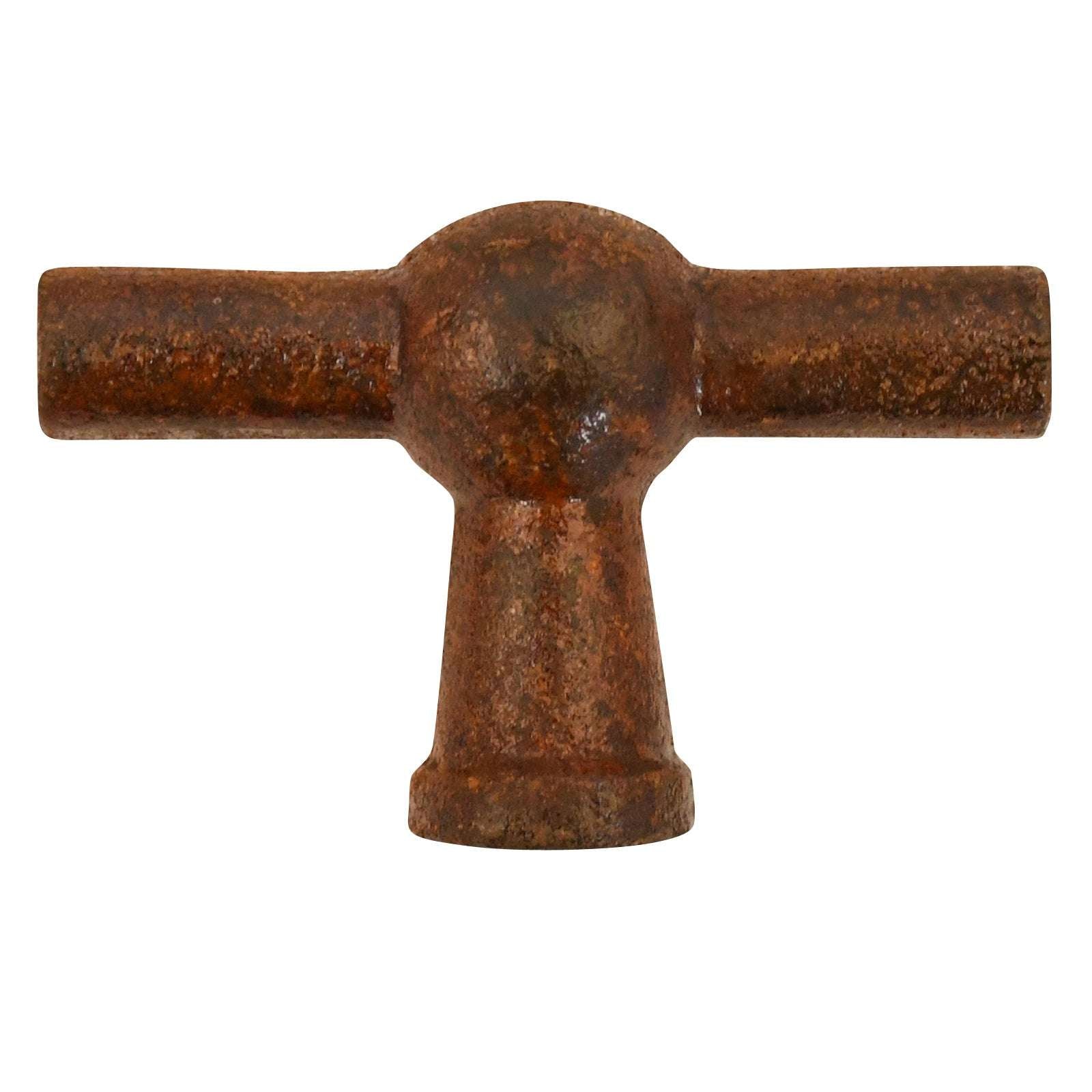 Gietijzeren Kastknop "Industrial-T" 65mm - Roest